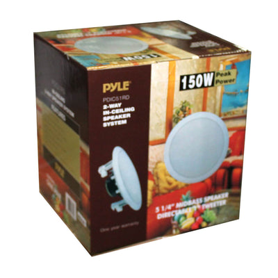 Pyle PDIC51RD 5.25 Inch Round White In Ceiling Wall Flush Speakers (6 Pack)