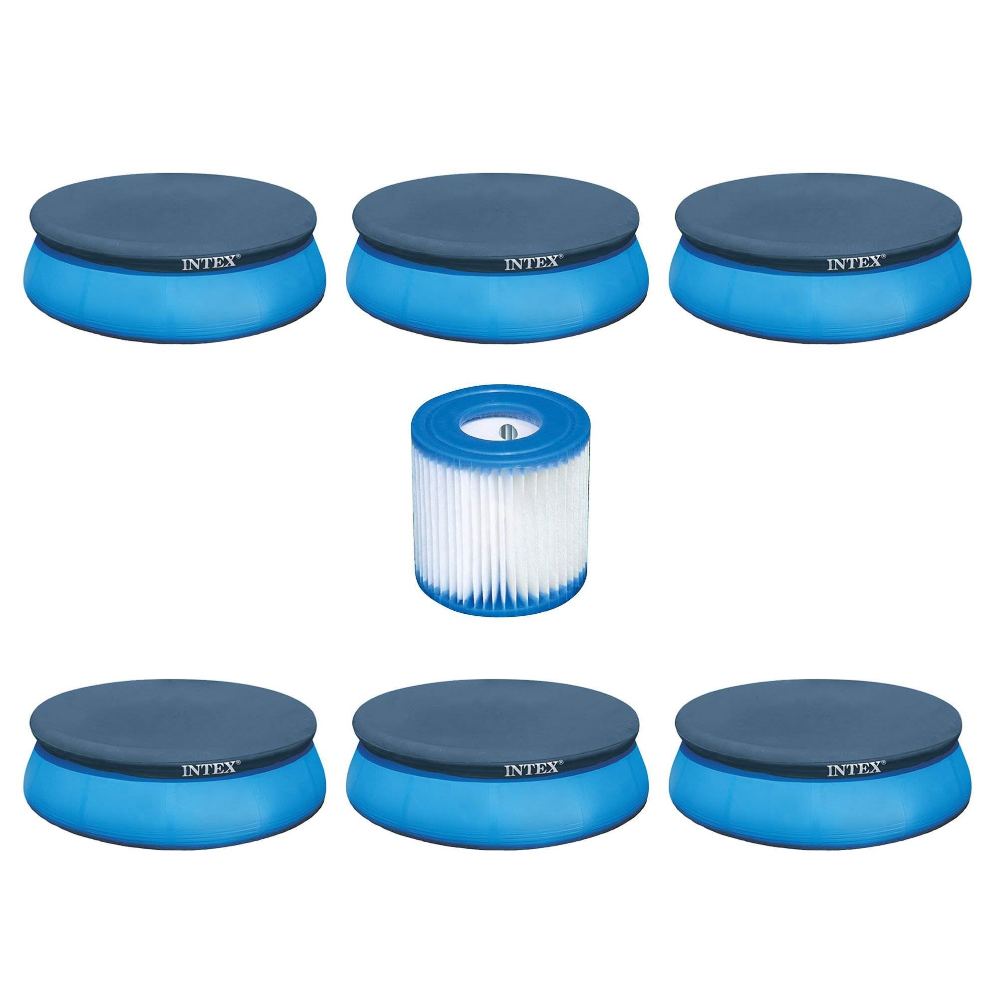 Intex 8 Foot Above Ground Swimming Pool Debris Cover (6 Pack) & Filter Cartridge