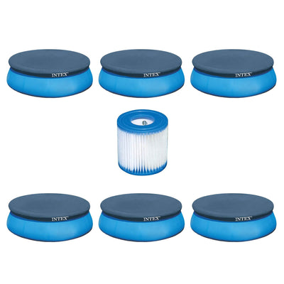 Intex 8 Foot Above Ground Swimming Pool Debris Cover (6 Pack) & Filter Cartridge