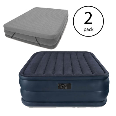 Intex Queen Inflatable Airbed with Built-In Pump and Mattress Cover (2 Pack)
