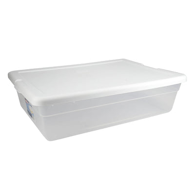 Sterilite 28 Quart Clear Plastic Stacking Storage Container Box w/Lid, 100 Pack