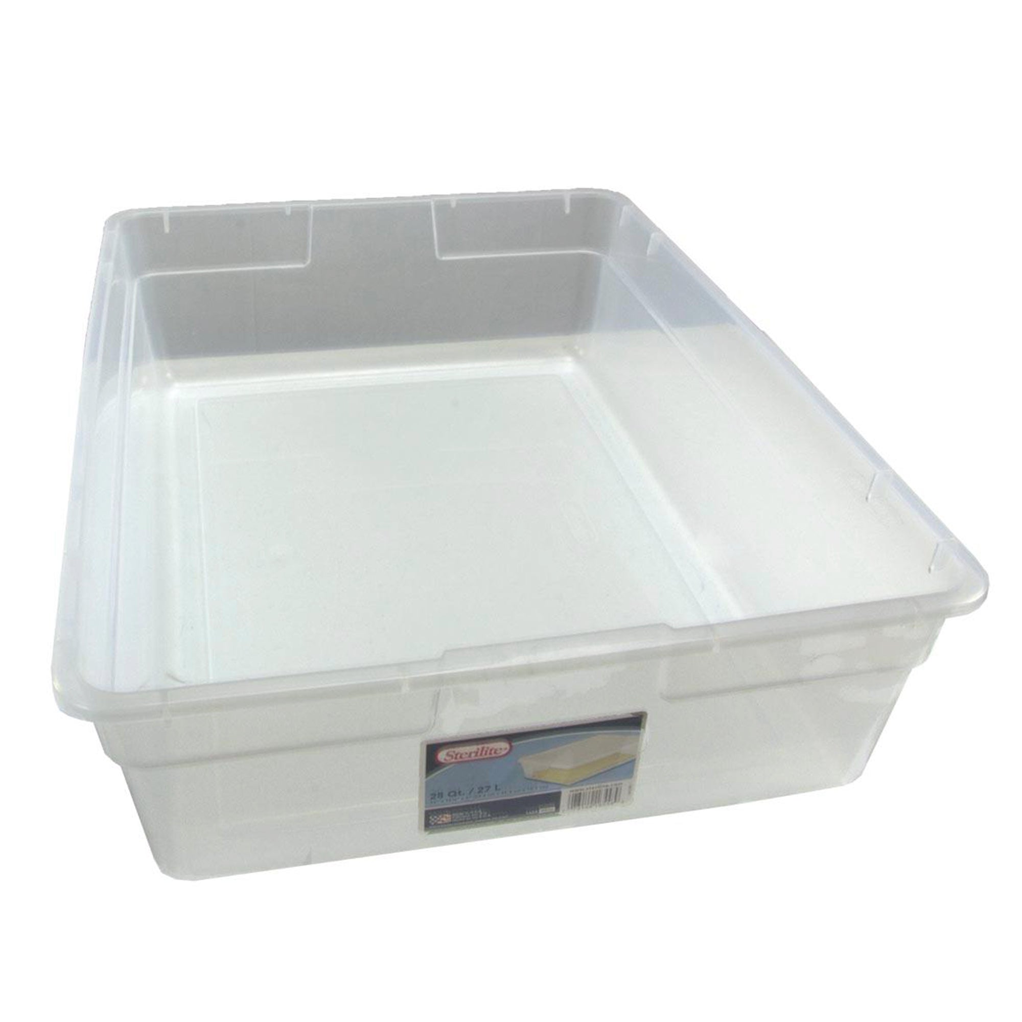 Sterilite 28 Quart Clear Plastic Stacking Storage Container Box w/Lid, 100 Pack