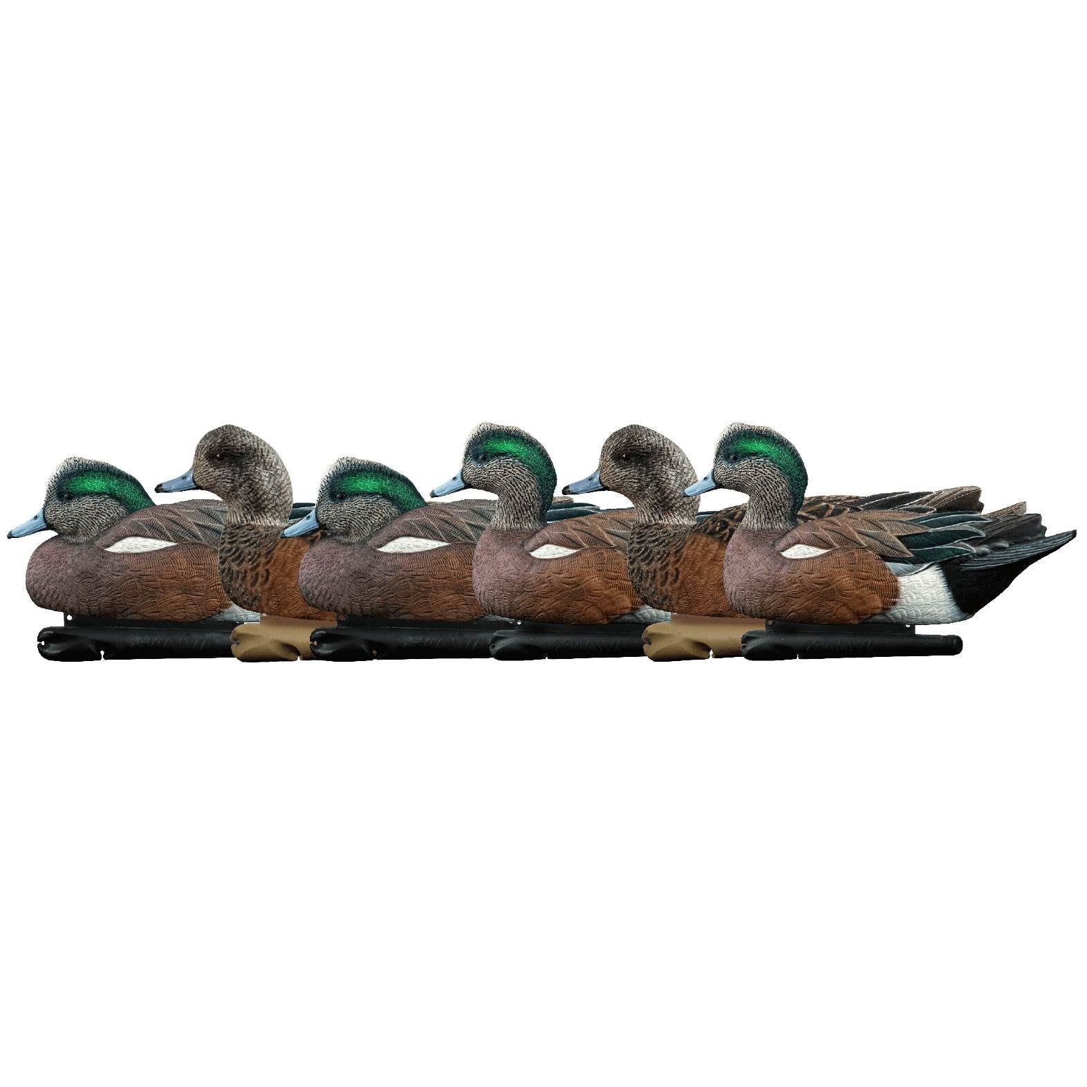 Avian-X Top Flight Wigeon Hunting Durable Duck Floater Decoys, Brown (6 Pack)