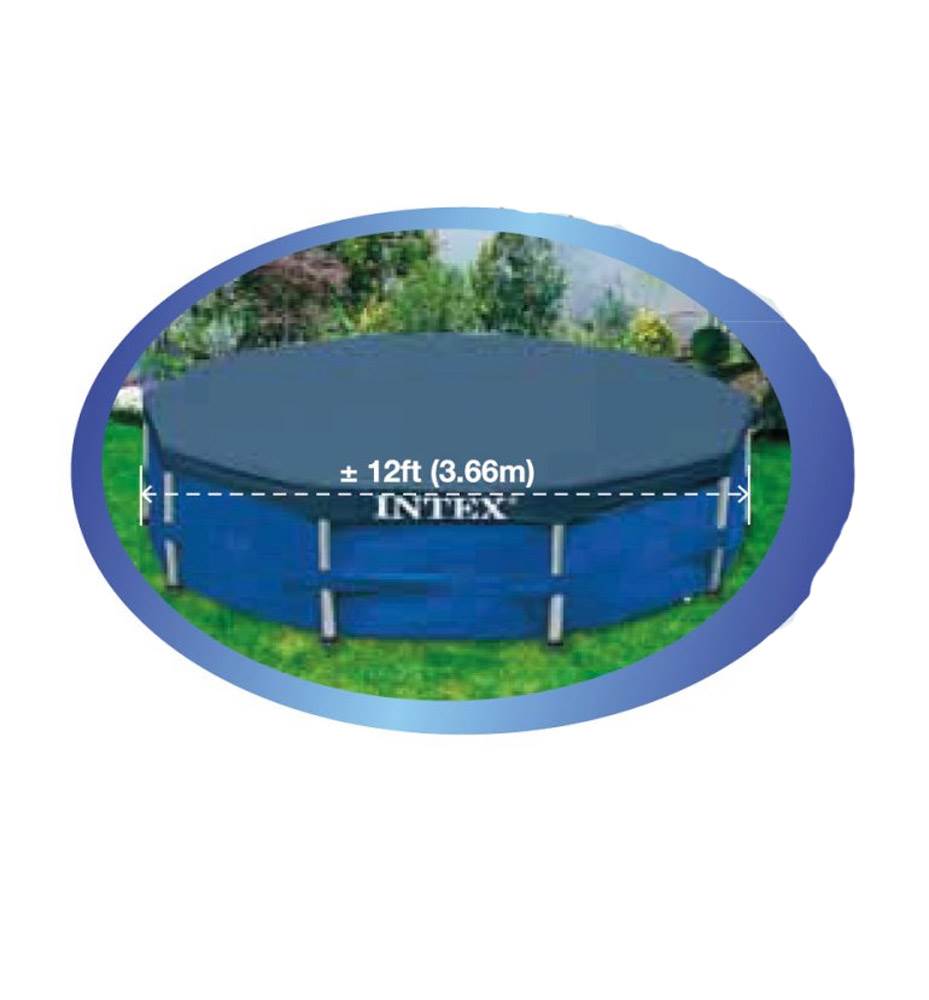 Intex Swimming Pool Kit with Vacuum Skimmer, Pole & 12 Foot Round Frame Cover