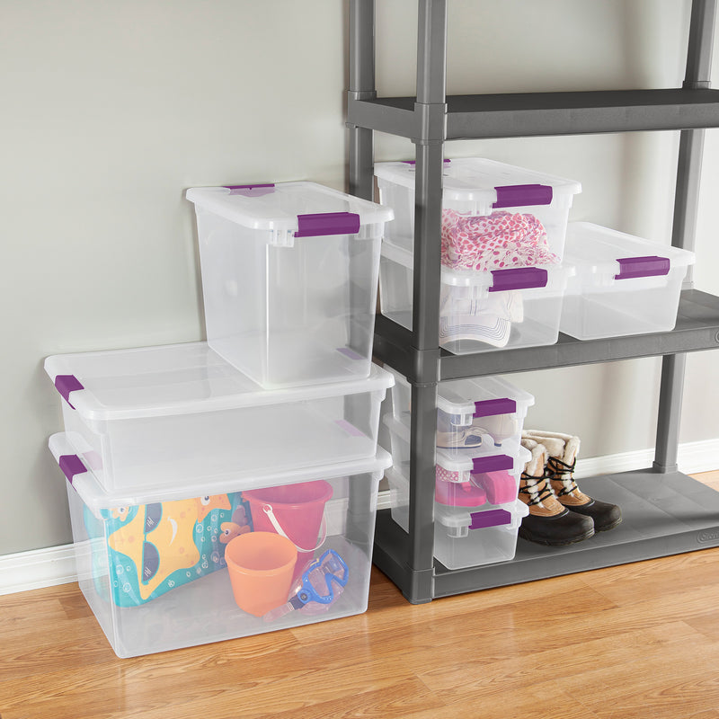 Sterilite 27 Qt ClearView Latch Storage Stackable Bin with Latching Lid, 24 Pack