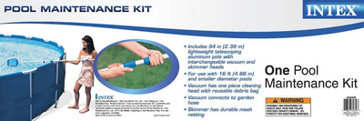 Intex Swimming Pool Pole Kit w/ Skimmer & Hydrotools Floating Chlorine Dispenser - VMInnovations