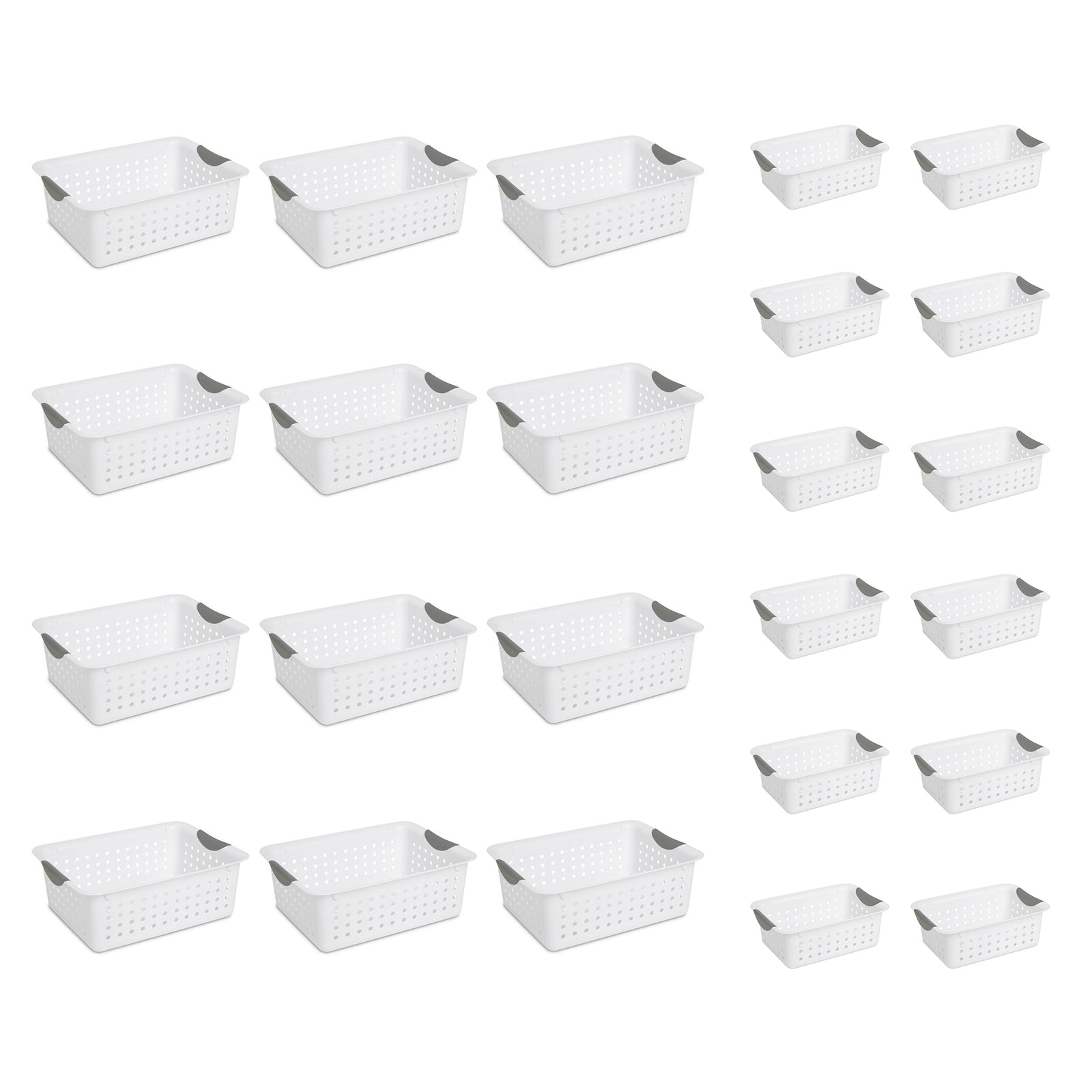 Sterilite Medium & Small Ultra Plastic Storage Bin Organizer Basket (12 Pack) - VMInnovations