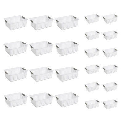 Sterilite Medium & Small Ultra Plastic Storage Bin Organizer Basket (12 Pack) - VMInnovations
