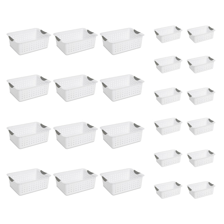 Sterilite Medium & Small Ultra Plastic Storage Bin Organizer Basket (12 Pack)