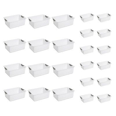 Sterilite Medium & Small Ultra Plastic Storage Bin Organizer Basket (12 Pack)