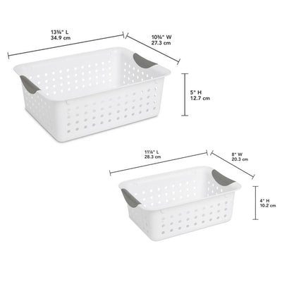Sterilite Medium & Small Ultra Plastic Storage Bin Organizer Basket (12 Pack) - VMInnovations