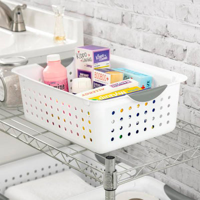 Sterilite Medium & Small Ultra Plastic Storage Bin Organizer Basket (12 Pack)