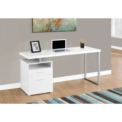 Monarch Specialties 60" Office Computer Desk with Filing Drawer, White (2 Pack)