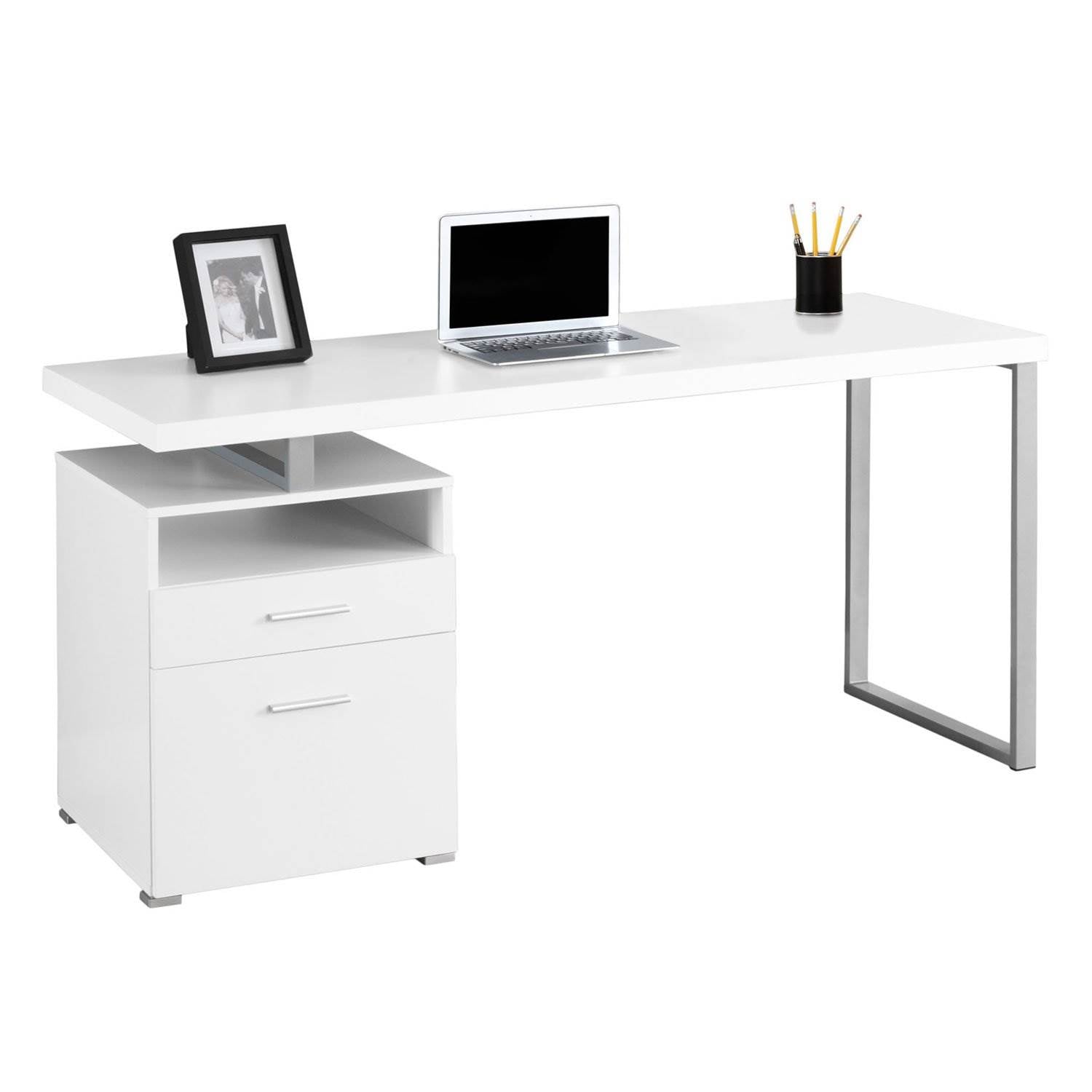 Monarch Specialties 60" Office Computer Desk with Filing Drawer, White (3 Pack)