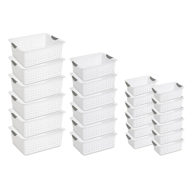 Sterilite Large Ultra Storage Basket (6 Pack) + Medium (6 Pack) + Small (Dozen) - VMInnovations
