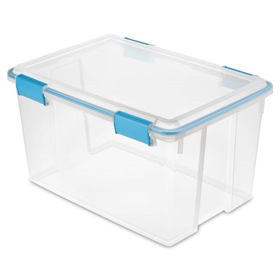 Sterilite 54-Qt Clear Plastic Stackable Storage Bin w/ Gasket Latch Lid, 36 Pack