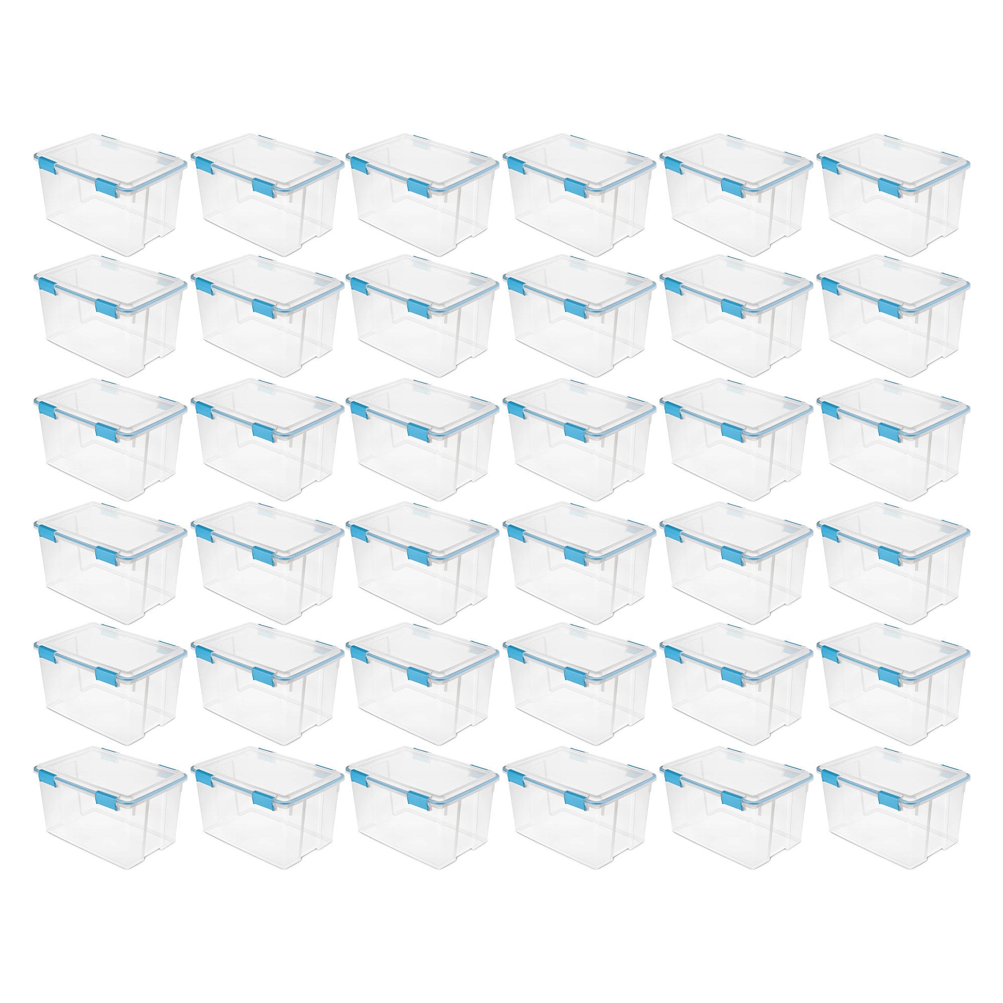 Sterilite 54-Qt Clear Plastic Stackable Storage Bin w/ Gasket Latch Lid, 36 Pack