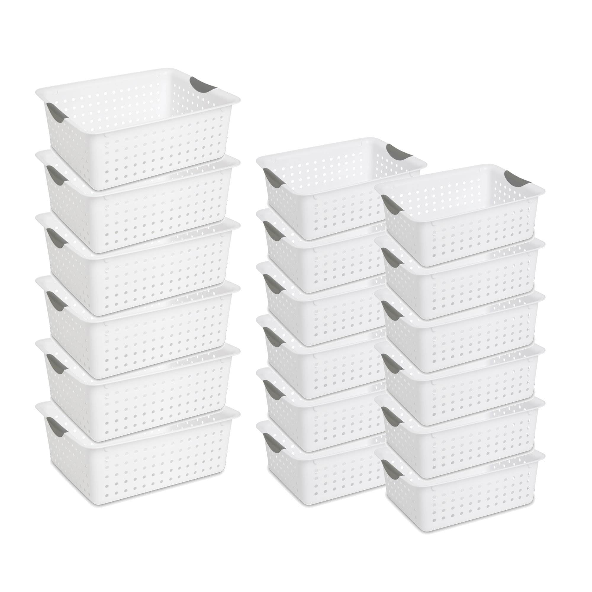 Sterilite Set of Large Ultra Basket, 6 Count, and Medium Ultra Basket, 12 Count