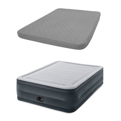 Intex Queen Comfort Plush High Rise Airbed with Built In Pump + Quilted Cover