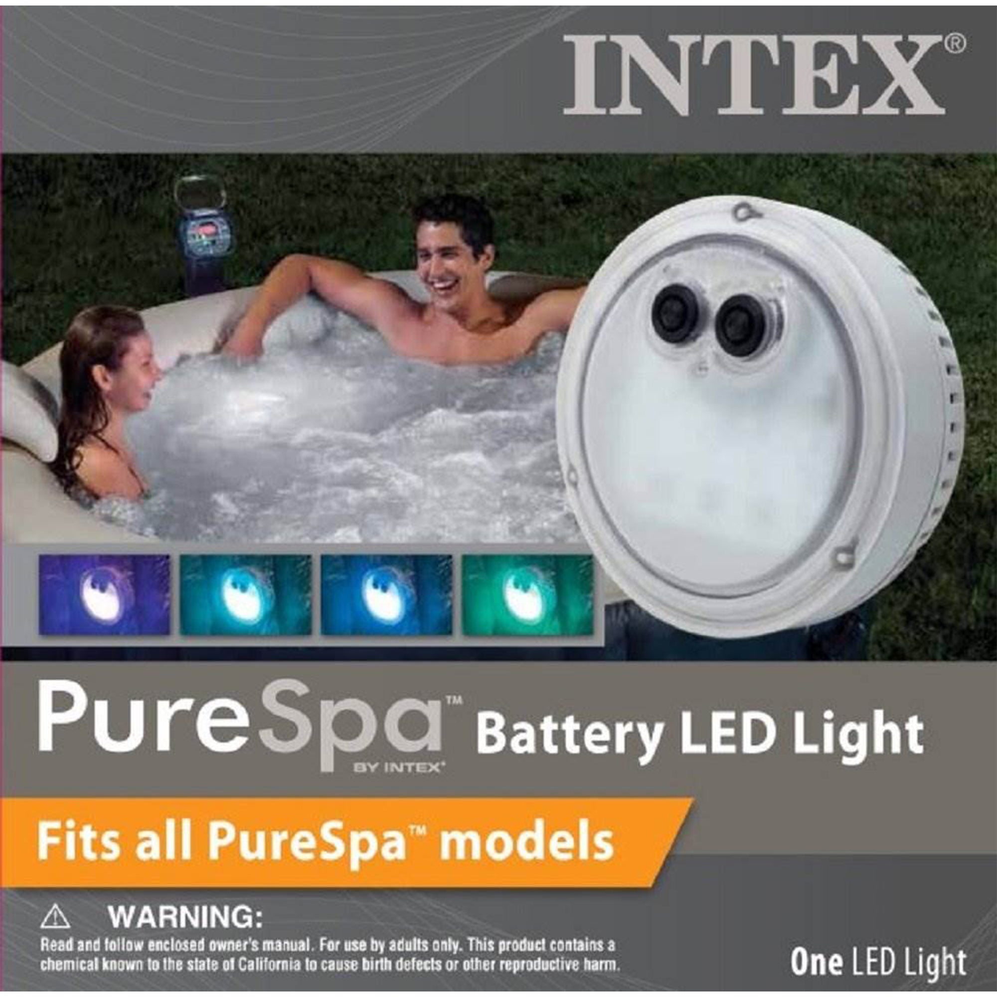 Intex Seat For Inflatable PureSpa Hot Tub + Battery LED Light For Bubble Spa - VMInnovations