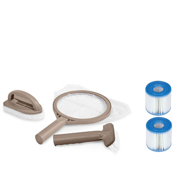 Intex PureSpa Hot Tub Maintenance Kit + 2 Pack Pool Filter Cartridges (6 Pack)