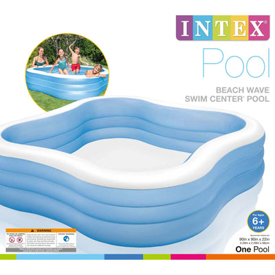 Intex 7.5ft x 7.5ft x 22in Swim Center Inflatable Above Ground Pool (2 Pack)