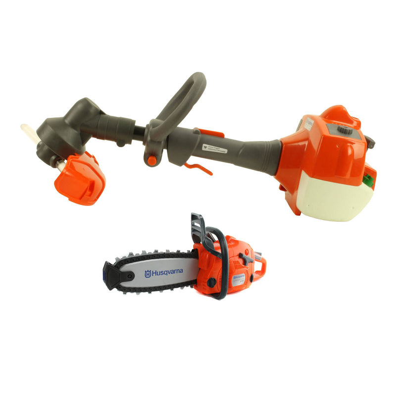 Husqvarna Battery-Operated Pretend Play Toy Weed Trimmer and Chainsaw For Kids - VMInnovations