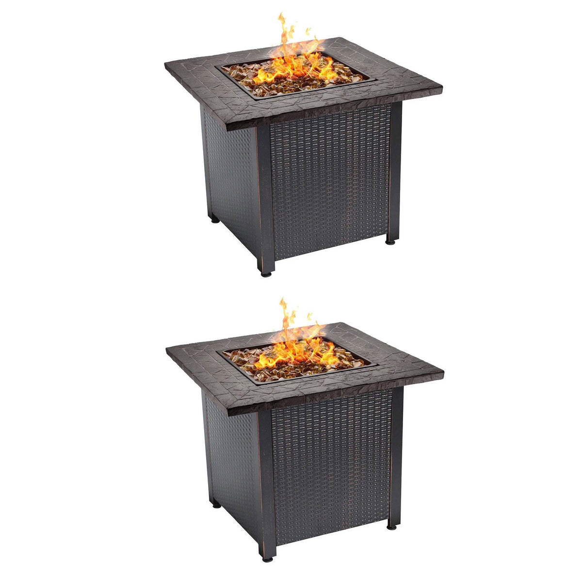Endless Summer Decorative Push Button All Weather Outdoor Gas Fire Pit (2 Pack)