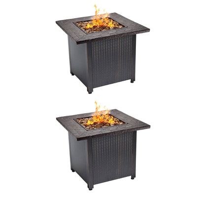 Endless Summer Decorative Push Button All Weather Outdoor Gas Fire Pit (2 Pack)