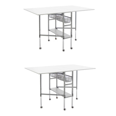 Studio Designs Sew Ready Hobby and Cutting Craft Desk Table w/ Drawers (2 Pack)