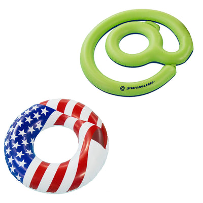 Swimline Inflatable Pool Social @ Sign Atmark Symbol + American Flag Float
