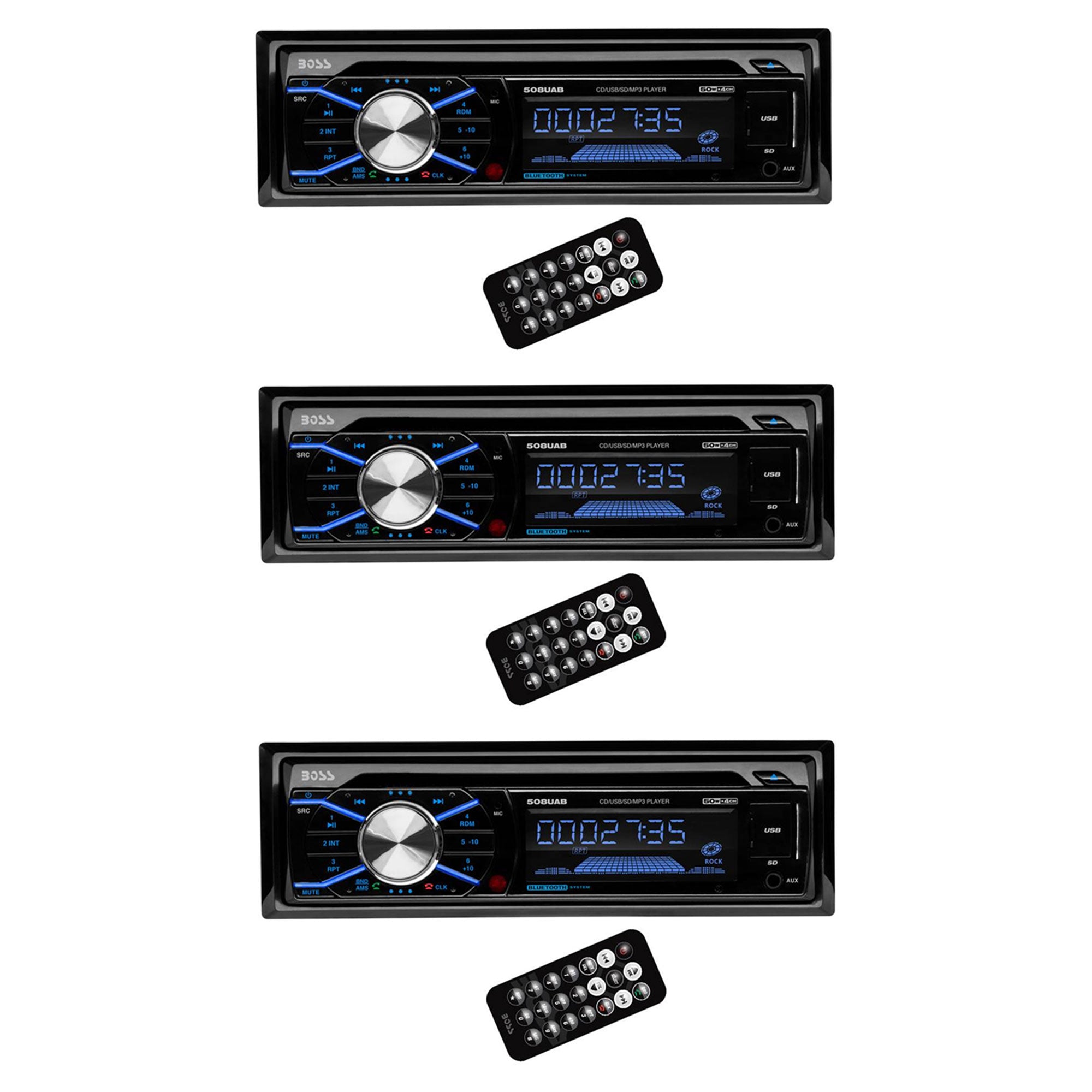 BOSS Audio Single-DIN Bluetooth Stereo/CD/MP3 Media Player w/Remote (3 Pack)