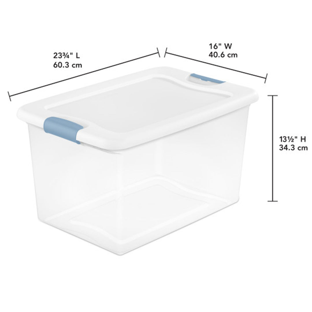 Sterilite 64 Qt Clear Plastic Stackable Storage Bin w/ White Latch Lid, 30 Pack