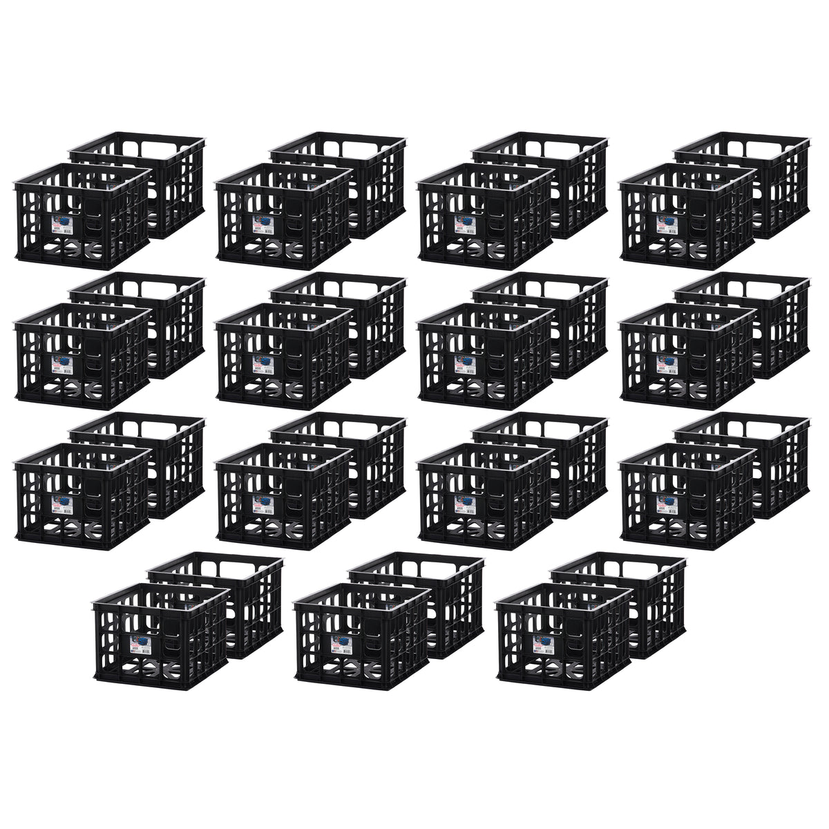 Sterilite Multipurpose Plastic Storage Box Organizing Crate, Black (30 Pack)