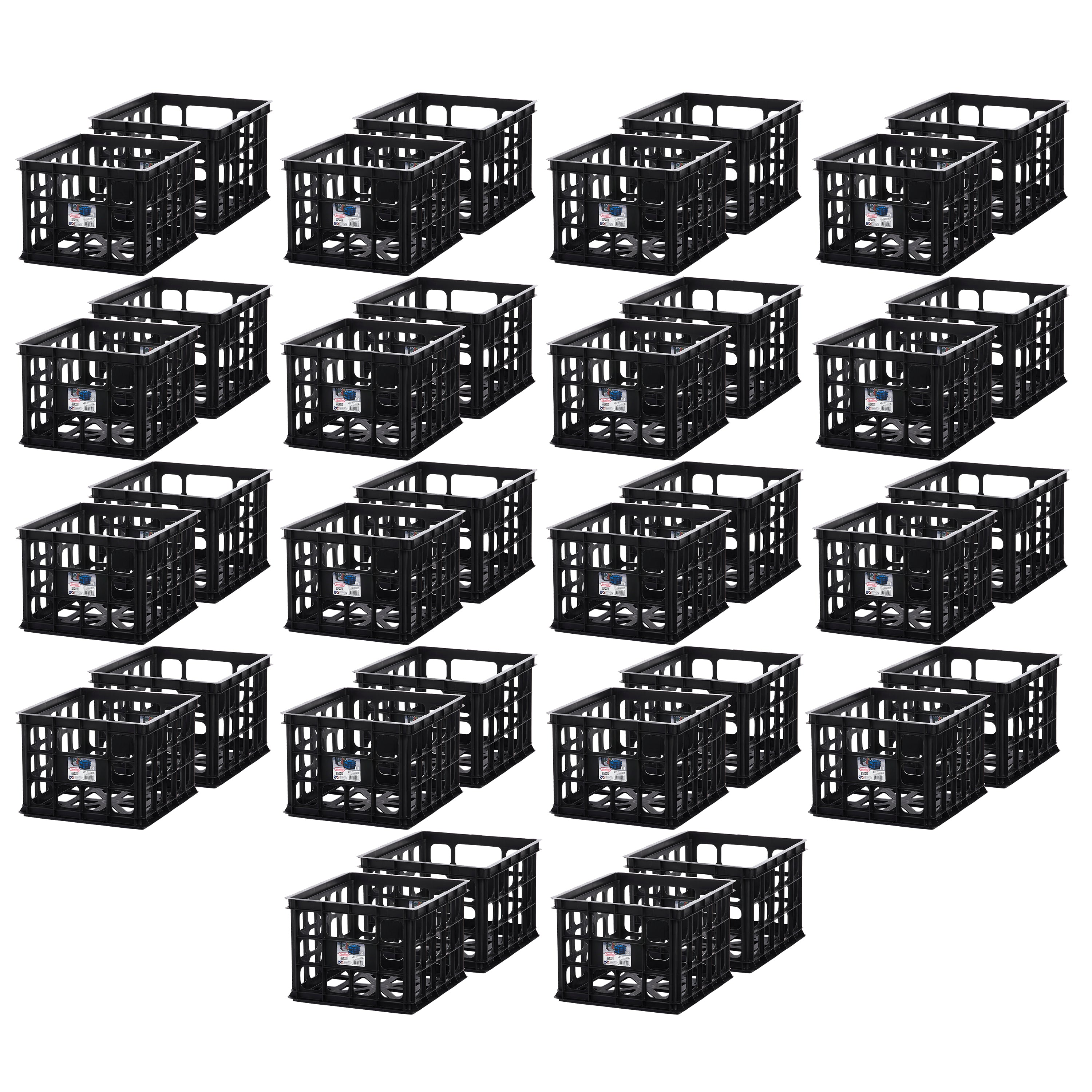 Sterilite 16929006 Plastic Black Storage Box Crate, Black (36 Pack)
