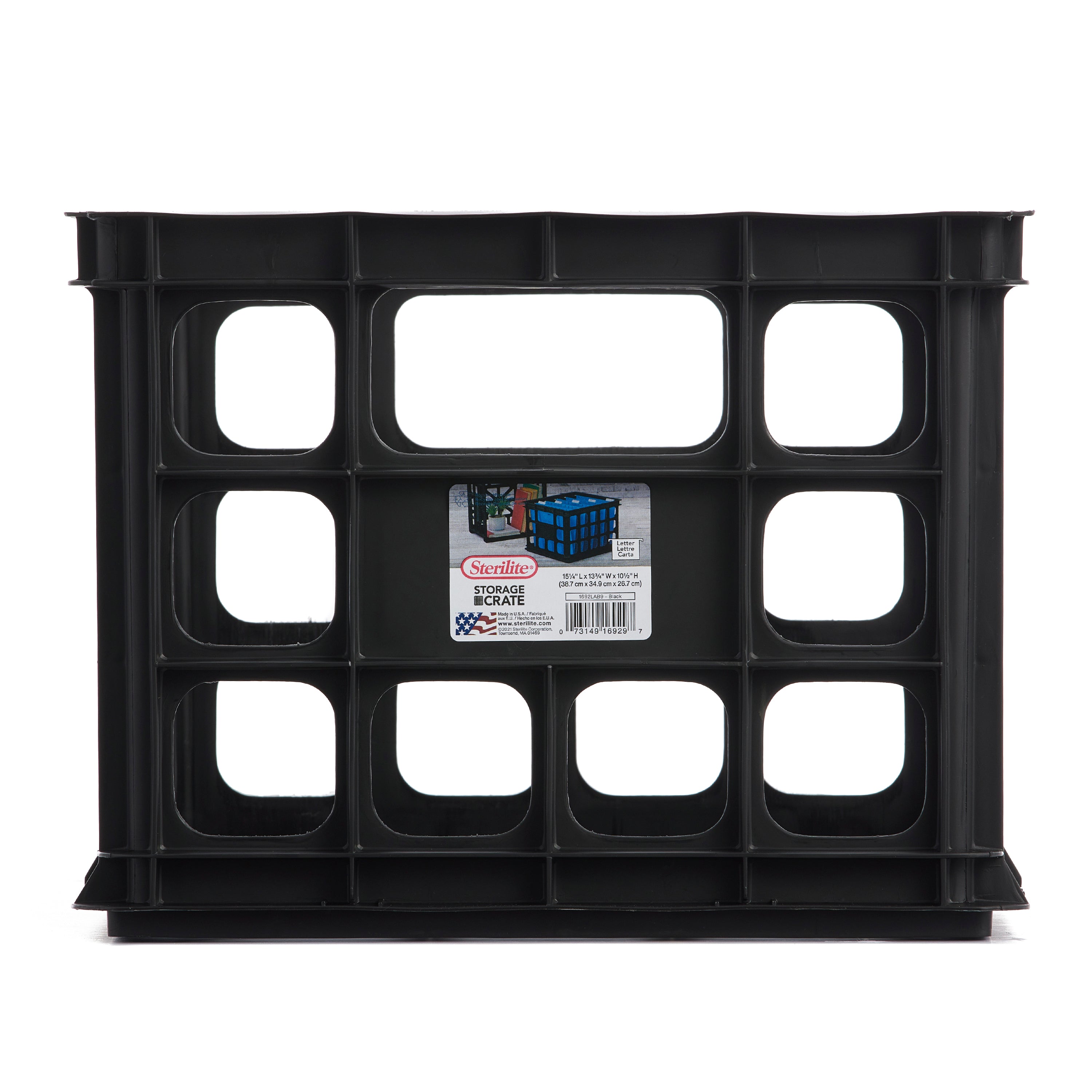 Sterilite 16929006 Plastic Black Storage Box Crate, Black (36 Pack)