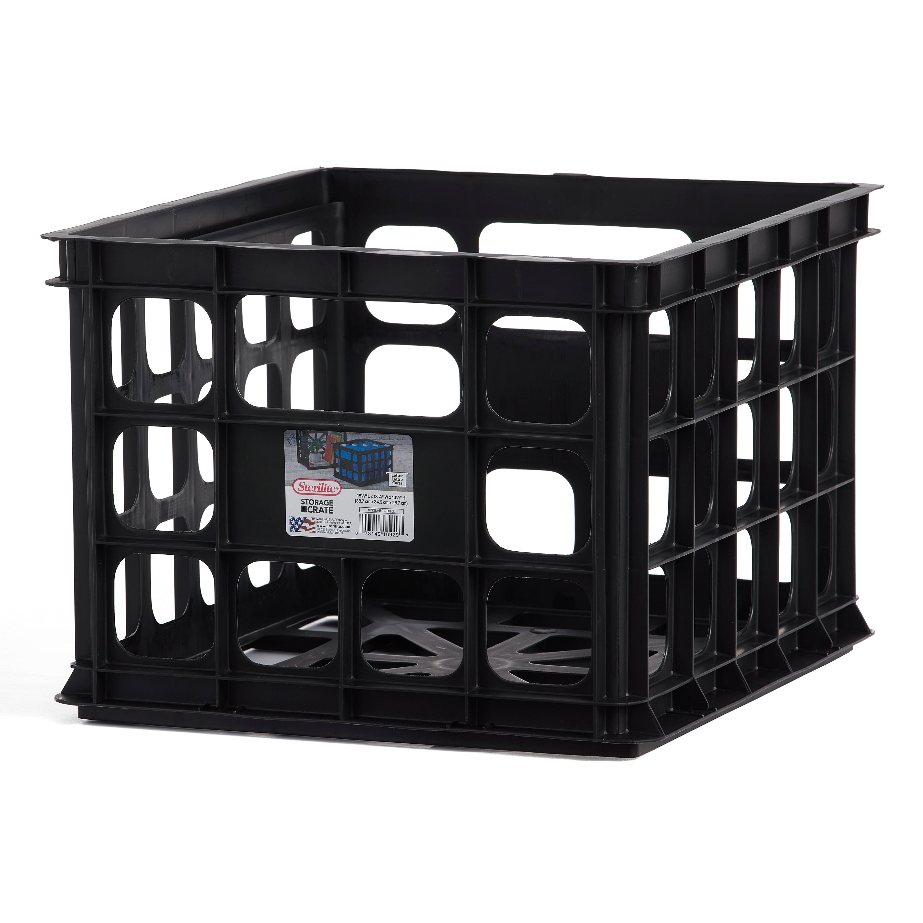 Sterilite 16929006 Plastic Black Storage Box Crate, Black (36 Pack)