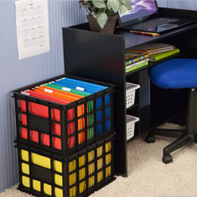 Sterilite Multipurpose Plastic Storage Box Organizing Crate, Black (30 Pack)