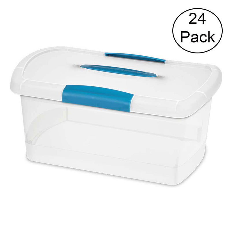Sterilite Medium Nesting ShowOffs, Stackable Storage Bin with Latch Lid, 24 Pack - VMInnovations