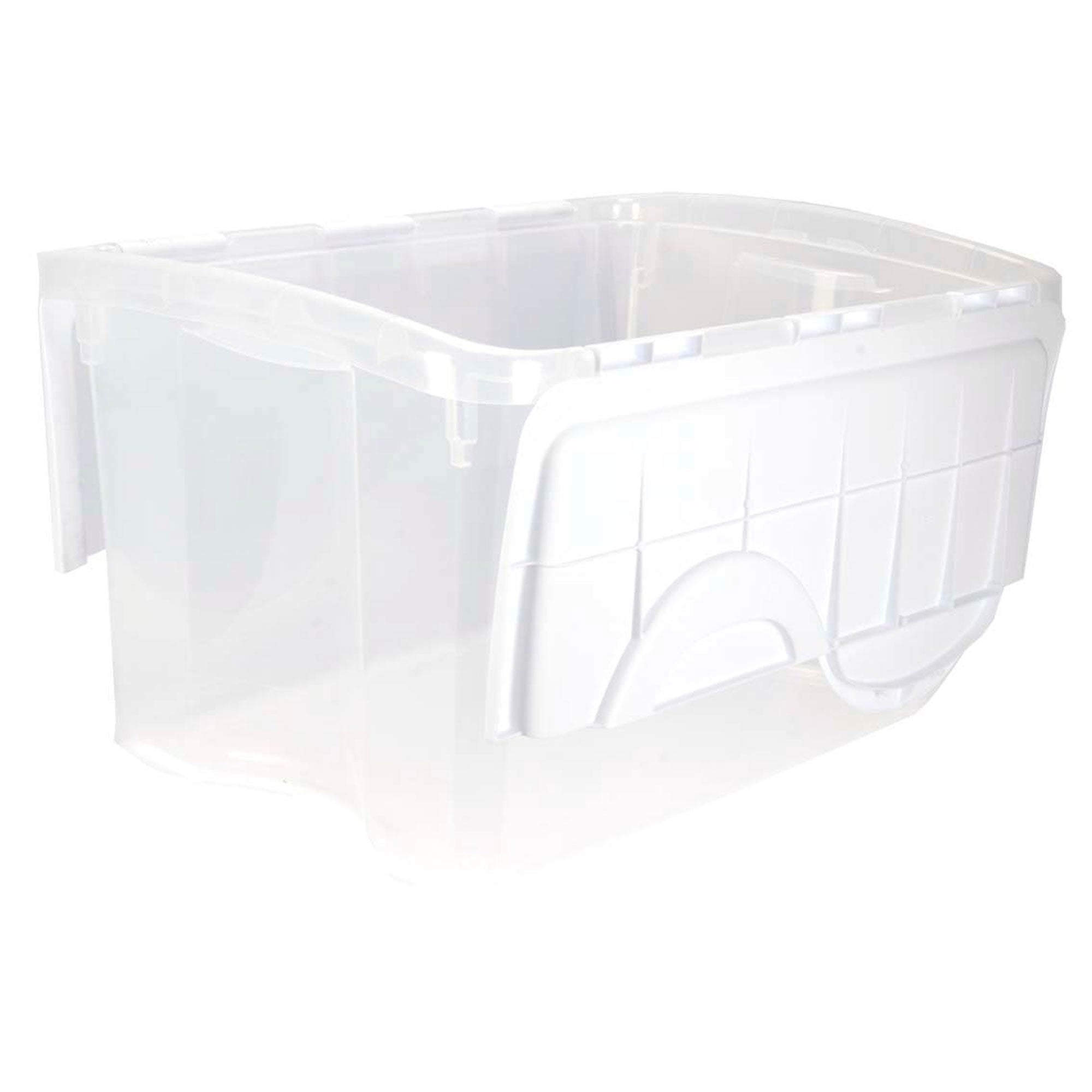 Sterilite 48 Quart Clear Base Storage Container Tote with Hinged Lid, (30 Pack)