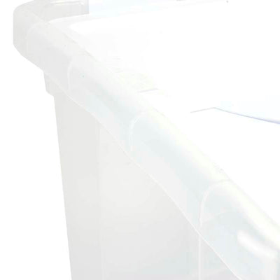 Sterilite 48 Quart Clear Base Storage Container Tote with Hinged Lid, (30 Pack)