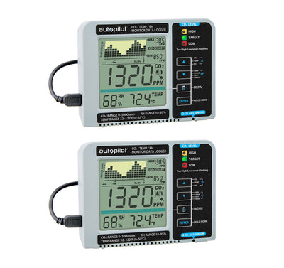 Autopilot APCEM2 Hydroponic CO2 RH Temperature Monitor and Data Logger (2 Pack)