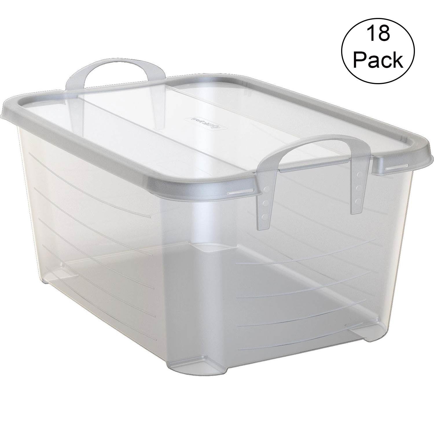 Life Story 55 Quart Stackable Storage Bin, Light Duty Container, Clear, 18 Pack - VMInnovations