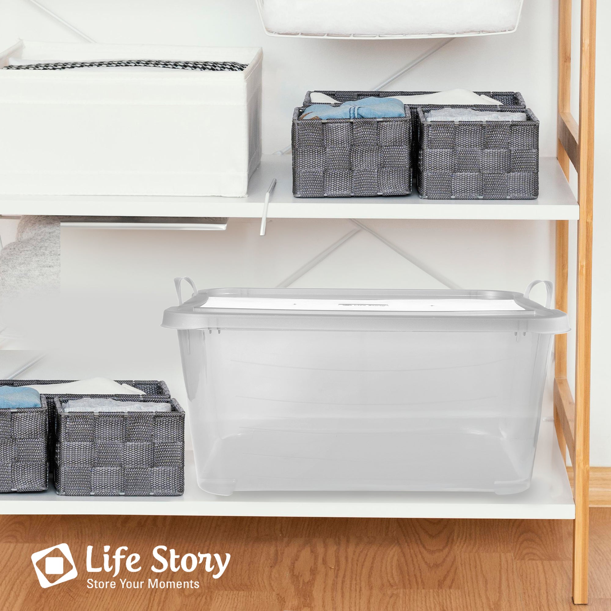 Life Story Clear Stackable Closet Organization & Storage Box, 55 Quart (24 Pack) - VMInnovations