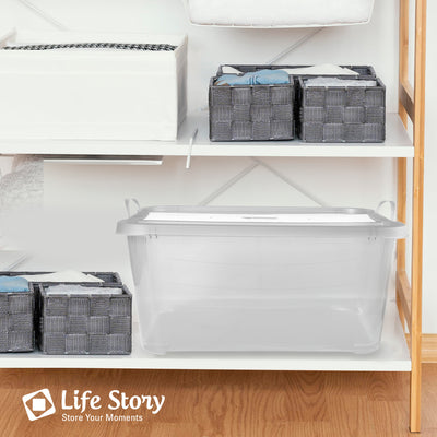 Life Story Clear Stackable Closet Organization & Storage Box, 55 Quart (24 Pack) - VMInnovations