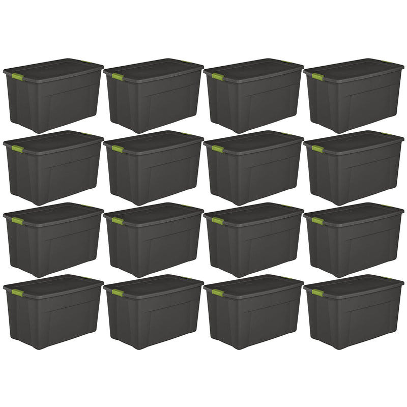 Sterilite 35 Gallon Storage Tote Box with Latching Container Lid, Gray (16 Pack)