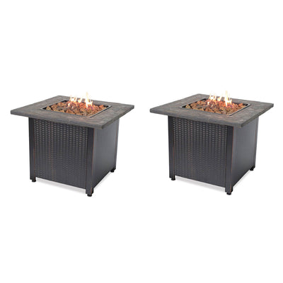 Endless Summer 30 inch Gas Firepit with Lava Rock and Real Slate Mantel (2 Pack) - VMInnovations