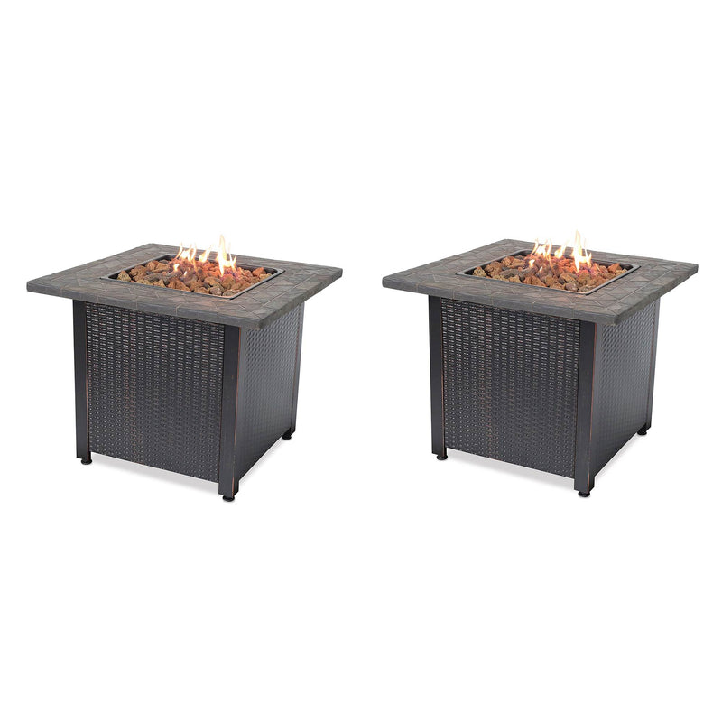 Endless Summer 30 inch Gas Firepit with Lava Rock and Real Slate Mantel (2 Pack)
