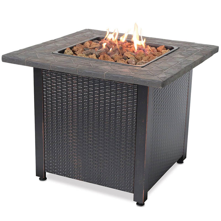 Endless Summer 30 inch Gas Firepit with Lava Rock and Real Slate Mantel (2 Pack)