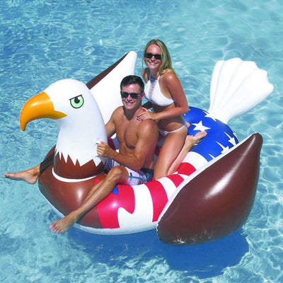 Giant Rideable Patriotic American Eagle Inflatable Swimming Pool Float (2 Pack)